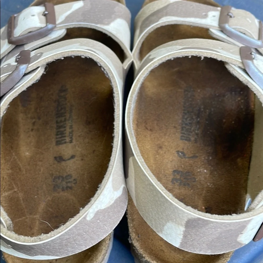 Birkenstock Kids' Two-Strap Camouflage Sandals in Beige